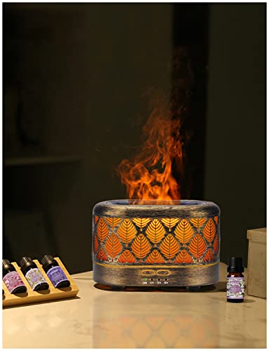 Metal Essential Oil Diffusers With Flame Light | Super Quiet Fire Diffuser For Essential Oils | Aromatherapy Diffuser With Auto Shut-Off Function | Cool Mist Humidifier For Home Office (Golden) #TOP5