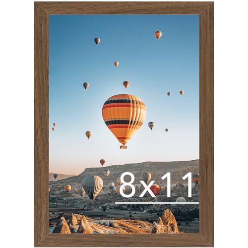 Image of JCJMY 8x11 Picture Frame Brown for Wall Hanging or Tabletop, Wall Mounting Horizontally or Vertically, 8 x 11 Wall Gallery Poster Photo Frame for 8 by 11 Photo, Brown