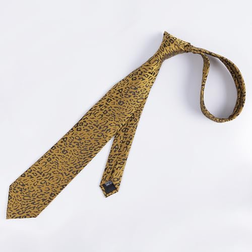 Image of Alizeal Men's Leopard Print Tie Set 3.15'' Necktie with Pocket Square Gift Box for Wedding and Fashion Occasions