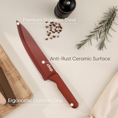 Image of CAROTE Knife Set with Letter, Knives with Kitchen Shears, 13-Piece | 6 Stainless Steel Knives, Nonstick Ceramic Surface & Blade Guards, Dishwasher Safe, Ergonomic Handles, Daily use