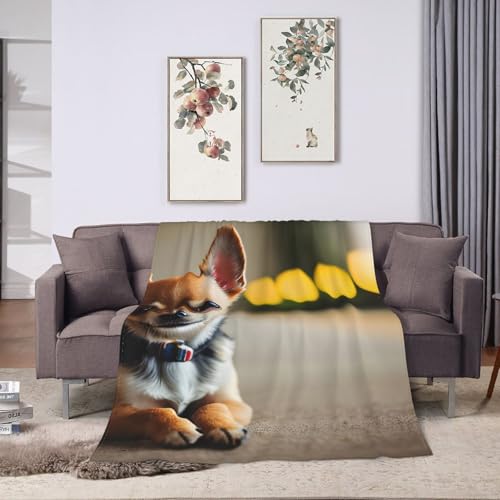 Chihuahua-Hunde-Motiv, ultraweiche Flanelldecke, Anti-Pilling, Mikro-Decken, Sofa, leicht, für alle Jahreszeiten