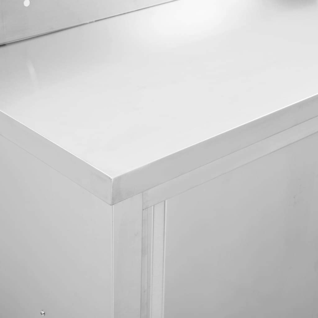 Lechnical Banco da Lavoro con Ante Scorrevoli 120x50x(95-97) cm in Acciaio,Banco da Lavoro,Banco da Lavoro Officina/Cucina,Armadi per Utensili
