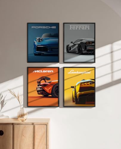 Supply Drop 4 Car Posters - Sports Car Posters Pack, Vibrant Car Posters, Car Posters For Office, Bedroom, Living Room, Vintage Racing Car Wall Art For Boys Bedrooms  thumb #2