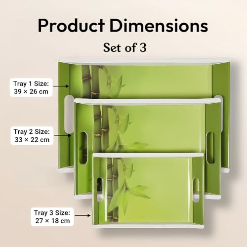 Image of U.P.C. UPC Crystal Melamine Ocean Series Serving Tray, (Multicolor, Small, Medium and Large Size) Set of 3