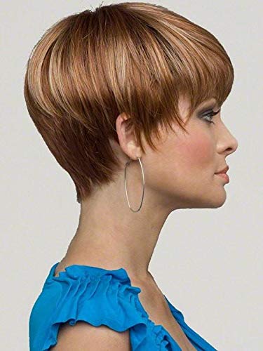 Miniatura 7 de JoAnne peluca  Envy Pelucas 5.75 pulgadas corto Breezy Pixie corte Wispy Full Fringe sintético Monofilamento parte superior Flequillos capas natural