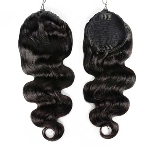 Coleta de caballo con cordón ajustable, extensión de pelo humano negro 5
