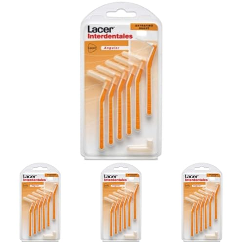 INTERPROXIMAL - Cepillo Interdental Angular Suave 6 Unidades, Mango Angulado, Máxima Eficacia, Filamentos Tynex, Previene y Elimina la Placa Bacteriana, Cerdas Suaves (Paquete de 4)