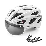 ROCKBROS(ロックブロス)自転車 ヘルメット 大人 大きいサイズ 58-65cm ロードバイク CE認証 高剛性 超軽量 通気 磁気ゴーグル サンシェード付き サイズ調整可能 oversize ホワイト