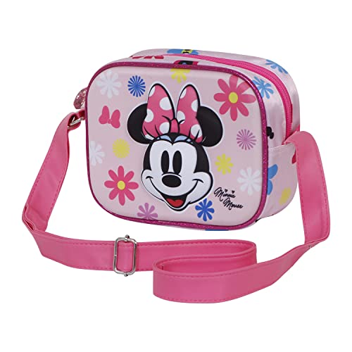 Preisvergleich Produktbild Minnie Maus Floral-3D Quadratischer Schultertasche, Rosa