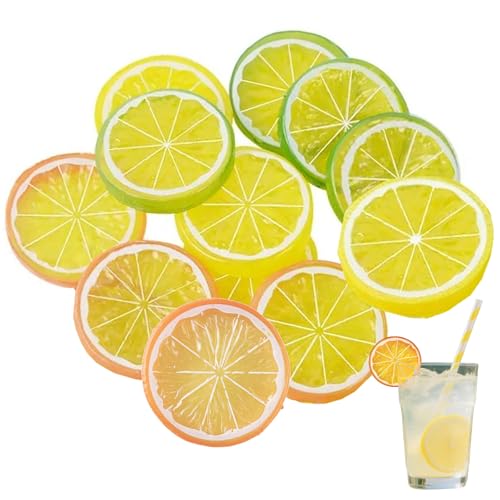 12 Pcs Realistic Fake Artificial Lemon Limes Slice Simulation Fruit Decoration, Mini Small Simulation Lemon Slices Plastic Fake Artificial Fruit Model Party Kitchen,Fake Fruit