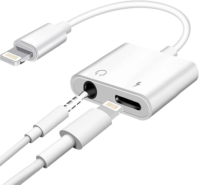 AZOWYU Headphone Adapter for iPhoneApple MFi Certified2 in 1 Lightning to Jack 3.5 mm Headphone Jack Adapter AUX Cable Adapter Charging Cable Converter Compatible with iPhone 14/13/12/11/XS/XR/8/7
