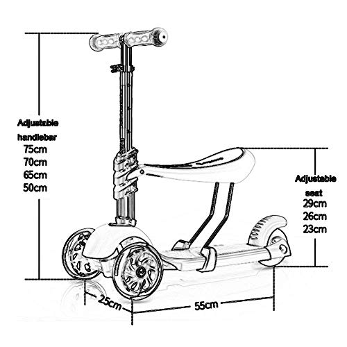 Fantastic Prices! PLLP Child Foldable Scooter-Scooter Kick Detachable Kids Kick with Adjustable Seat...