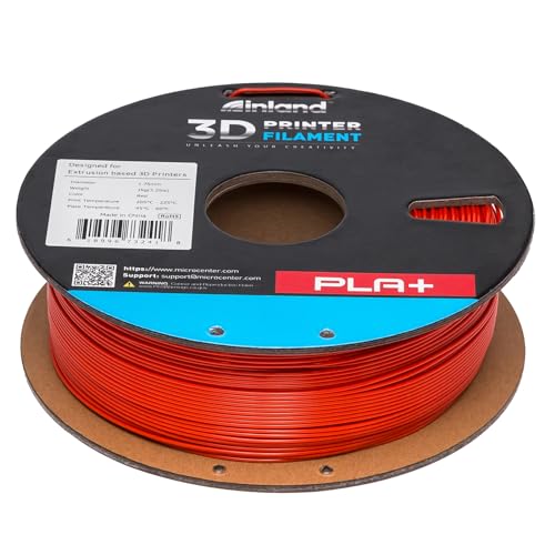 Image of INLAND Micro Center PLA+ 3D Printing Filament 1.75mm - PLA Pro Dimensional Accuracy + /- 0.03 mm - 1kg Cardboard Spool (2.2 lbs) (1 Pack Red, 1.75mm)