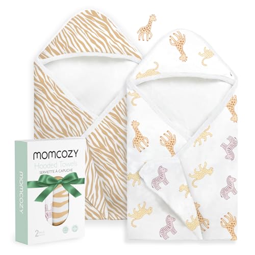 Image of Momcozy Baby Towel with Hooded - Ultra Soft & Absorbent Large Bath Towel Set for Comfort & Gentle on Baby's Skin - Shower Gift & Bath Essential & Baby Registry Search for Newborn,Infant,Toddler,Kids