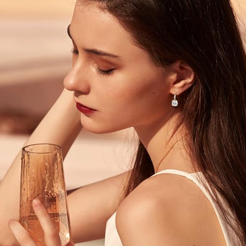 Milacolato 925 Sterling Silver Leverback Earrings 18K Gold Plated Hypoallergenic Dangle Drop Earrings 6MM Round-Cut Cubic Zirconia Leverback Earrings for Women3