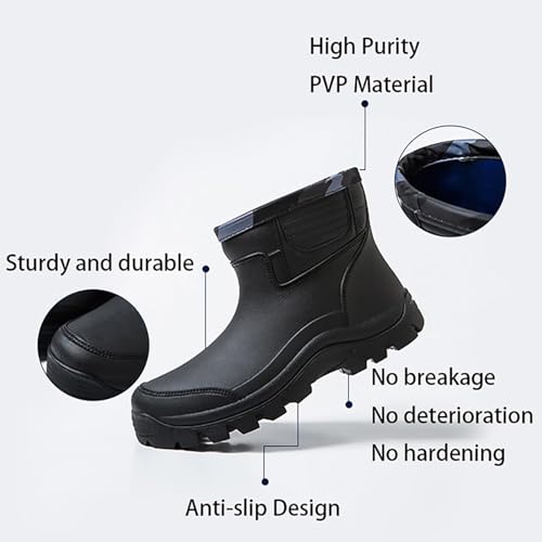 jessie Rain Boots for Men PVC Waterproof Rubber Boots Mud Boot Short Ankle Boots3