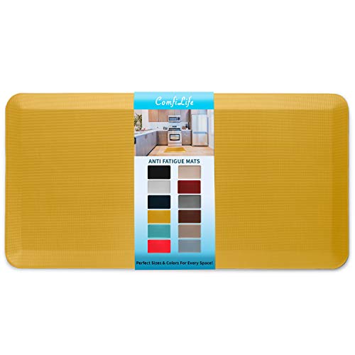 ComfiLife Anti Fatigue Floor Mat – 3/4 Inch Thick Kitchen Mats for Floor, Standing Desk Mat, Kitchen Rug – Comfort at Home, Office – Durable – Stain Resistant – Non-Slip Bottom (20" x 39", Mustard)