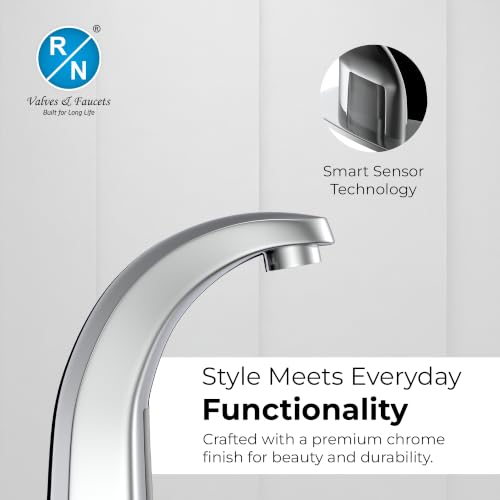 Image of RN Automatic Touchless Sensor Faucet for Wash Basin, Motion Sensor Bathroom Sink Tap, Hands-Free Smart Faucet with Chrome Finish, Water Saving Kitchen & Bath Fixture (Swan Neck.1)