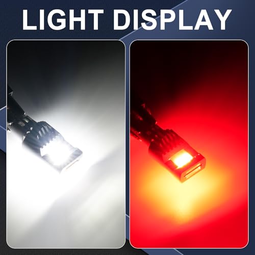 Image of iFunyLED 912 921 T15 LED Bulb, Super Bright White and Red Combo Cargo Lights, Fit for Chevrolet Dodge Ford GMC Honda Nissan Toyota Truck LED Third Brake Light Bulb, Pack of 4