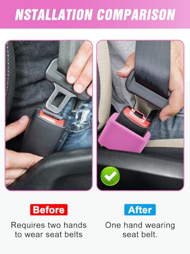 Image of 2 PCS Seat Belt Buckle Holder, Silicone Seatbelt Buckle Booster to Makes Receptacle Stand Upright for Easy Access (Pink)