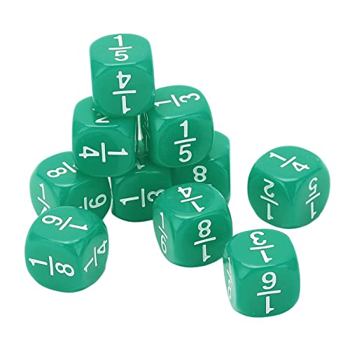 Tbest Lot de 20 Dés à Fractions pour la Pratique des Mathématiques des Enfants, Dés en Plastique Multi-facettes à 6 Faces avec Chiffres Gravés,...