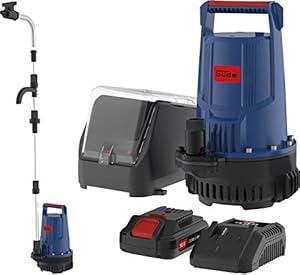 Güde Akku Regenfasspumpe RFP 18-201-23 (18 V, 2000 l/h, max. Förderhöhe 7 m, Kabellänge 3 m, max. Eintauchtiefe 2,5 m, Akkupack 2,0 Ah, Schnellladegerät, Ladezeit ca. 1 h)