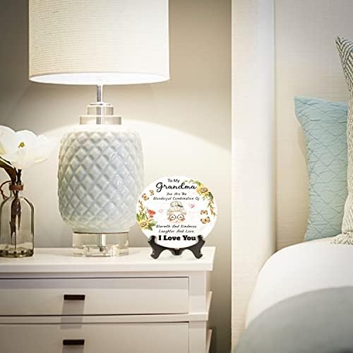 Mothers Day Gifts for Granny, Grandma Gifts from Grandkids, Grandmother Plaque Gift for Grandma from Granddaughter/Grandson, Happy Birthday Gifts for Grandmother, Nan, Granny Plaque with Wooden Stand