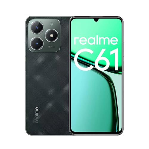 realme C61 Smartphone 4G (128 Go, 6 Go de RAM) Double SIM | Écran 6,7 HD+ 90 Hz | Appareil photo 32 MP | Batterie 5000 mAh | Android 14 | Empreinte digitale latérale (Vert foncé)