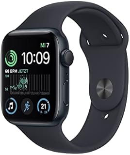 Apple Watch SE (2. Generation) (GPS, 44mm) Smartwatch - Aluminiumgehäuse, Sportarmband Mitternacht - Regular. Fitness-und Schlaftracker, Unfallerkennung, Herzfrequenzmesser, Wasserschutz