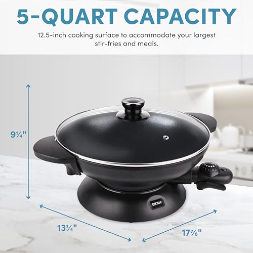 Image of Aroma Housewares AEW-307 Electric Wok, 5 Qt, Black.