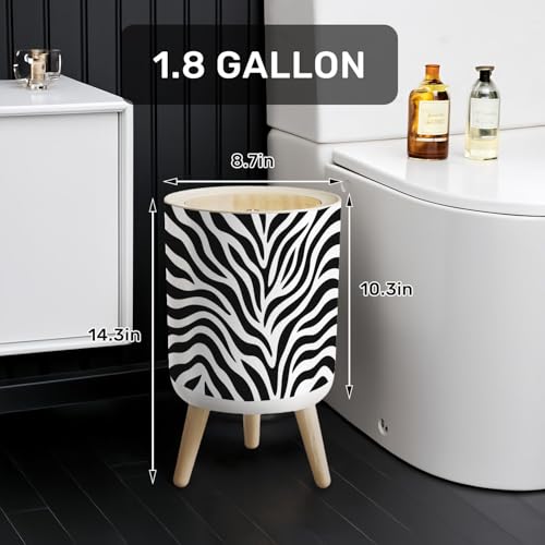 Caneca de basura con tapa estampado cebra 7L miniatura 2