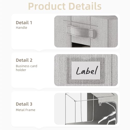 Image of FHSQX 2 Pack Clothes Storage Bins, Light Gray, 16.5x12.2x12.2 Inch | Portable, Large Clear Window, Stackable, Durable Handles, Foldable