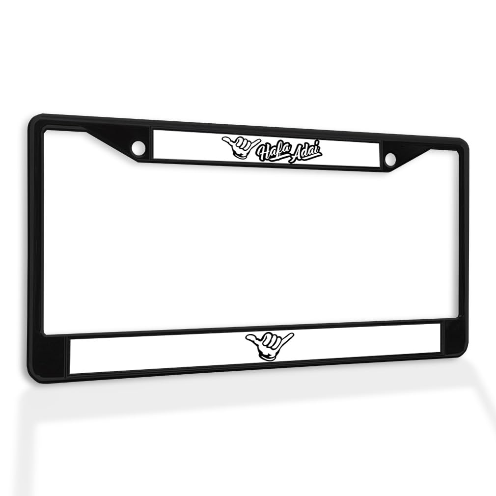 Fastasticdeals Metal Insert License Plate Frame Hafa Adai Weatherproof Car Accessories Black 2 Holes Solid Insert
