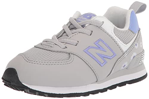 New Balance Kid's 574 V1 Flower Power Bungee Sneaker, Summer Fog/Vibrant Violet, 3 Infant