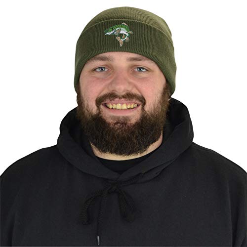 Bang Tidy Clothing Fishing Beanie Hat Knit Cap Beanies Embroidered Trout Fish Hats Gifts for Men Olive - Image 2