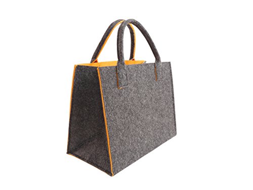 CB Home & Style Filztasche Einkaufstasche Tasche Shopper ca. 35 x 20 x 28 cm (Anthrazit-Orange)
