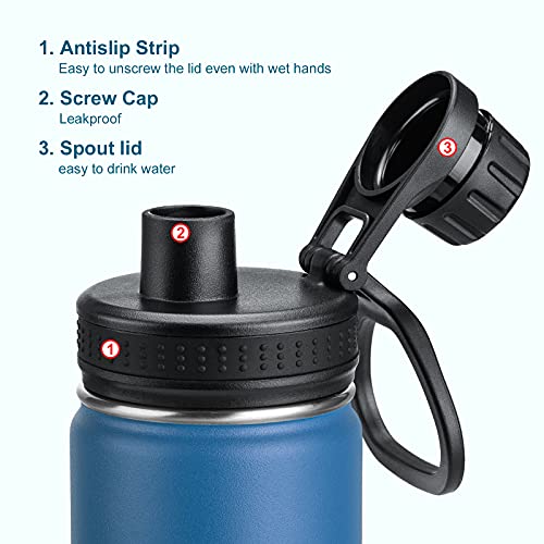 Koodee Kids Water Bottle 2 Pack-12 Oz Stainless Steel Vacuum Insulated Sports Water Bottle For School With Leakproof Spout Lid #TOP5