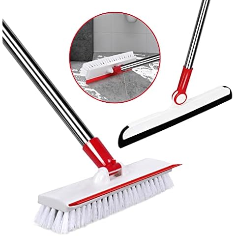 Floor Scrub Brush with Long Handle, Floor Cleaning Squeegee Cover