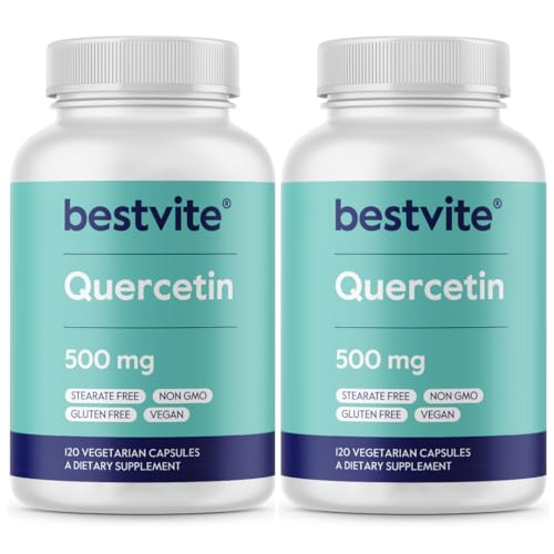 BESTVITE Quercetin 500mg (240 Vegetarian Capsules)(120 x 2) - No Stearates - No Silicon Dioxide -...