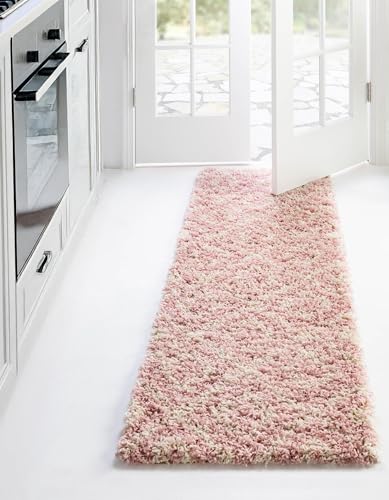 Tapete Lattice Shag 16 ft runner rosa claro