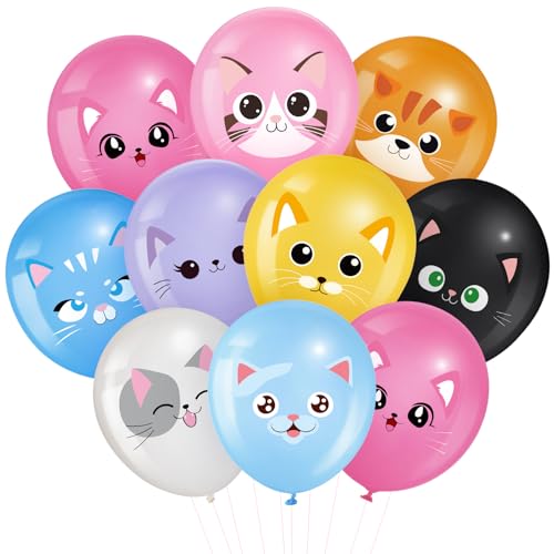 Censen 45 Pcs Cat Balloons 12 Inch Cat Latex Balloons Birthday Decorations Pets Theme Party Supplies for Animal Party Decorations