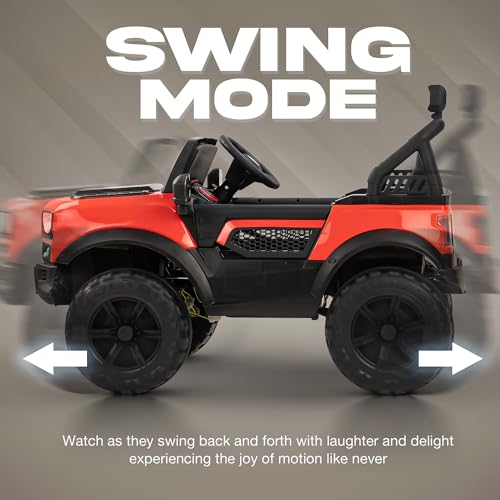 Image of Baybee Rover 4x4 Battery Operated Jeep for Kids, Ride on Toy Kid Car with RGB Windshield Light & Music | Baby Big Battery Cars | Electric Jeep Car for Kids to Drive 2 to 6 Years (Red)