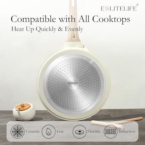 image for ESLITE LIFE 9.5 Inch Crepe Pan with Spreader, Nonstick Ceramic Flat Sk