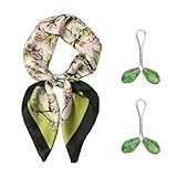 [Diseño Único] Este Producto Tiene Un Diseño Único, La Bufanda De Seda Está Estampada Con Motivos Florales Y De Mariposas, Y Los Colores Son Brillantes, Lo Que Refleja La Combinación De Naturaleza Y Arte.El Diseño De La Hebilla Del Pañuelo De Seda De Cristal Es Simple Y Generoso, Lo Que No Solo Es Práctico, Sino Que También Mejora El Sentido General De La Moda.