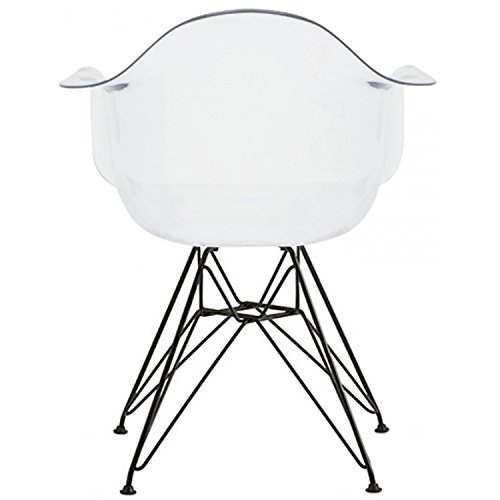 2Xhome Modern Acrylic Dining Chairs With Arms Accents Armchairs Black Metal Wire Legs, Clear, Set Of 2 #TOP3