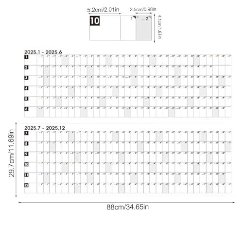 Calendário do ano 2025,Calendário de parede do ano completo 2025 - Calendário de parede anual de 365