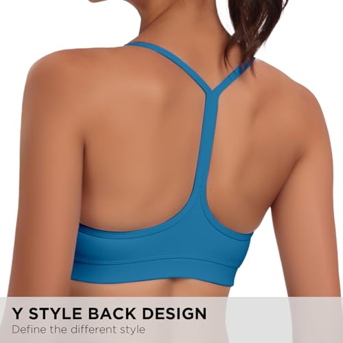 Image of Raxnode Women's 3-Pack Y-Back Sports Bra, Thin Spaghetti Strap Nylon Yoga Bra with Removable Cups, Light Support Bralettes