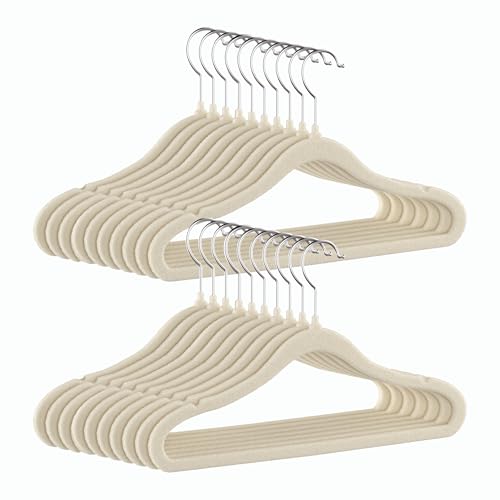 Image of GoodtoU Kids Velvet Hangers Baby Hangers for Closet 20 Pack Non Slip Childrens Infant Hanger Beige