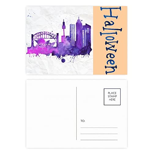 Cartes postales Opéra de Sydney aquarelle Halloween pour invitations mémorables