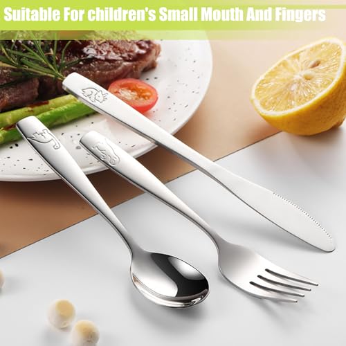 Samamoca 9PCS Stainless Steel Kids Cutlery Set – Toddler & Children's Dinosaur Cutlery Set – 3 Forks, 3 Knives, 3 Spoons – Safe, Durable, Dishwasher Safe,Flatware for Age 3+ Kid - Image 4